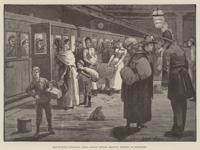 Cueilleurs de houblon partant de la gare de London Bridge à minuit - Enoch Ward