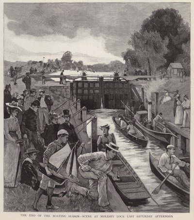 La fin de la saison de navigation : scène à Molesey Lock sur la Tamise, Surrey - Enoch Ward