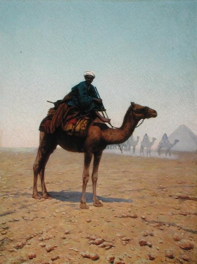 Une caravane passant une pyramide, c.1869 - Enrico Tarenghi