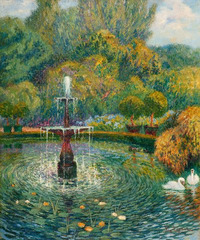 Fontaine dans un jardin - Enrico della Lionne
