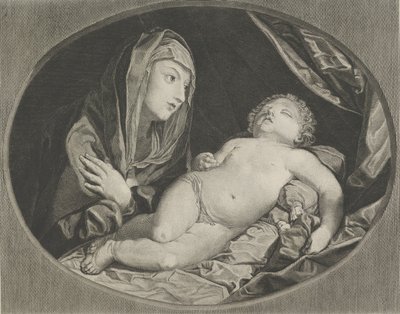 La Vierge avec les bras croisés sur sa poitrine regardant l