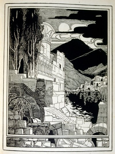 Les ruines de Sodome, du livre Juda illustré par Ephraim Moses Lilien (1874-1925). Lilien est considéré comme le père de l