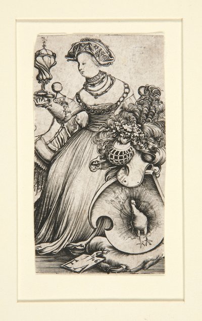 Femme et un blason avec un paon - Erhard Altdorfer