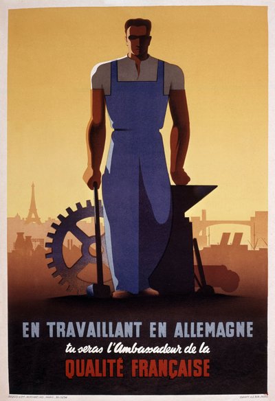 Affiche de propagande française pour le STO (organisation de travail obligatoire créée en 1943 pendant l