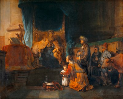 Anne et son epoux Elkana presentant au grand pretre Eli leur fils Samuel - Hannah and her husband Elkana presenting their son Samuel to the High-PrieSt ... - Erich Lessing