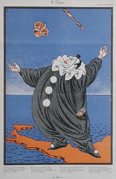 Caricature de Benito Mussolini (1883-1945), de la revue 