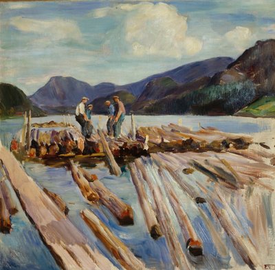 Conduite de grumes à Kviteseid (Flottage du bois) - Erik Theodor Werenskiold