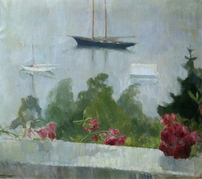 Le bateau, fleurs sur la véranda - Erik Theodor Werenskiold