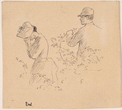 Un jeune homme et une jeune fille pleurant avec un chapeau à large bord - Erik Theodor Werenskiold