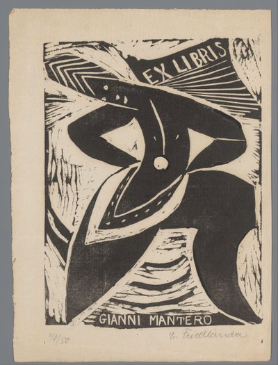 Ex libris de Gianni Mantero - Erna Levy Friedländer (signed by artist)