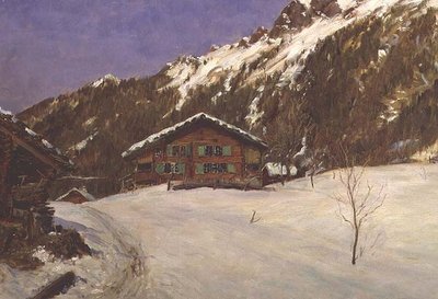 Chalet dans la neige - Ernest Albert Waterlow