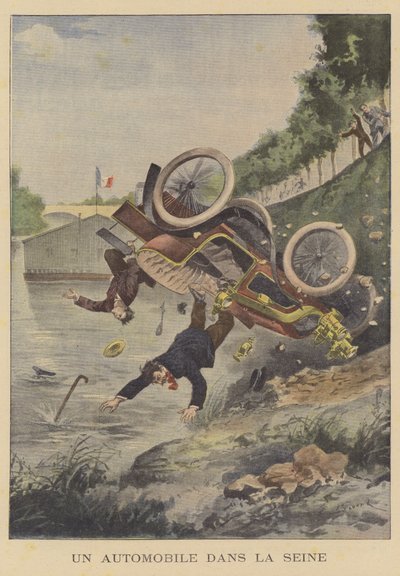 Une voiture plongeant dans la Seine - Ernest Auguste Bouard