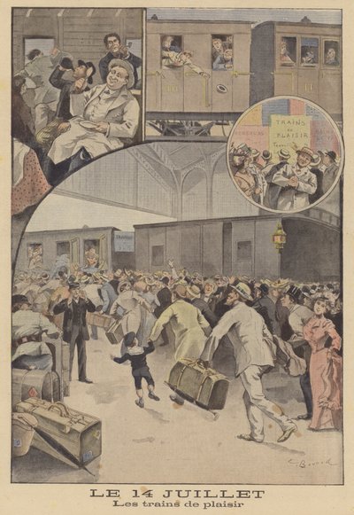 Trains emmenant des passagers aux célébrations de la fête nationale - Ernest Auguste Bouard
