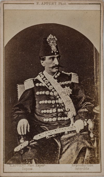 Portrait de Nasser al-Din Shah Qajar, Shahanshah de Perse, vers 1870 - Ernest Charles Appert
