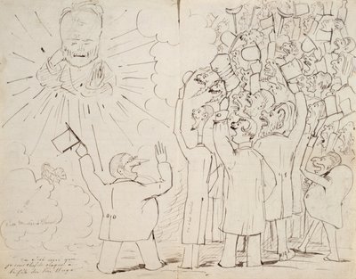 La célébration pour le vieux Hugo, caricature de Victor Hugo (1802-85) d
