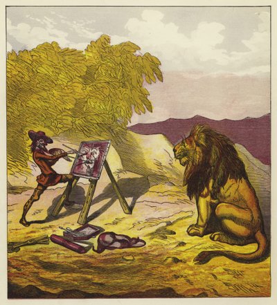 John Bold peignant le lion - Ernest Henry Griset