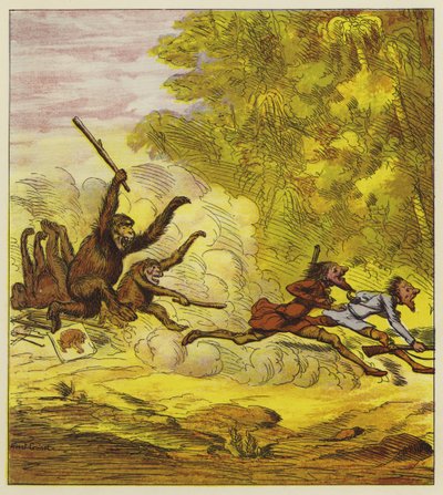 Les frères Bold poursuivis par des gorilles en colère - Ernest Henry Griset