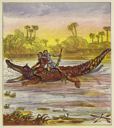 Les frères Bold voyageant sur le Nil par crocodile - Ernest Henry Griset