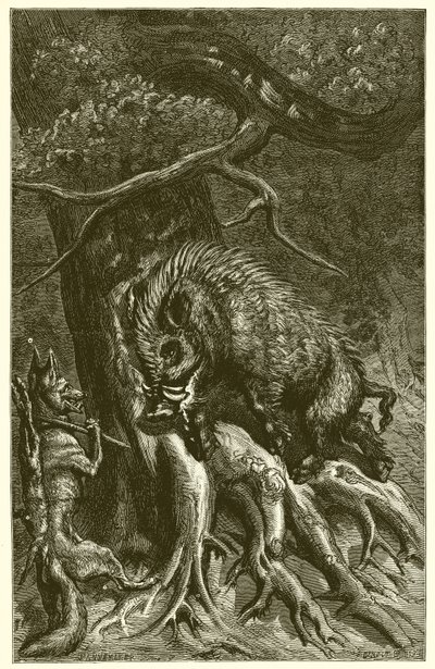 Le Renard et le Sanglier - Ernest Henry Griset