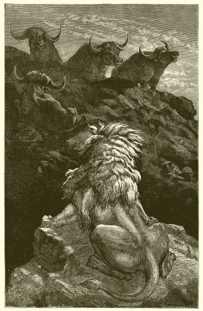 Le Lion et les quatre taureaux - Ernest Henry Griset