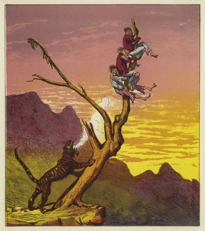 Les trois marins échappent à un tigre en grimpant à un arbre - Ernest Henry Griset