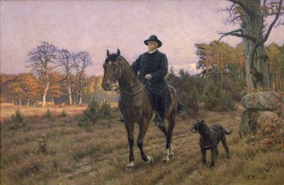Bismarck à cheval avec un chien - Ernest Henseler