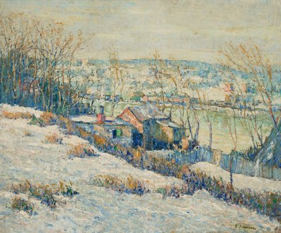 Upper Harlem River-Winter, vers 1915 (huile sur toile) - Ernest Lawson