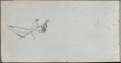 Carnet de croquis, page 04 : Figures dans un bateau - Ernest Meissonier