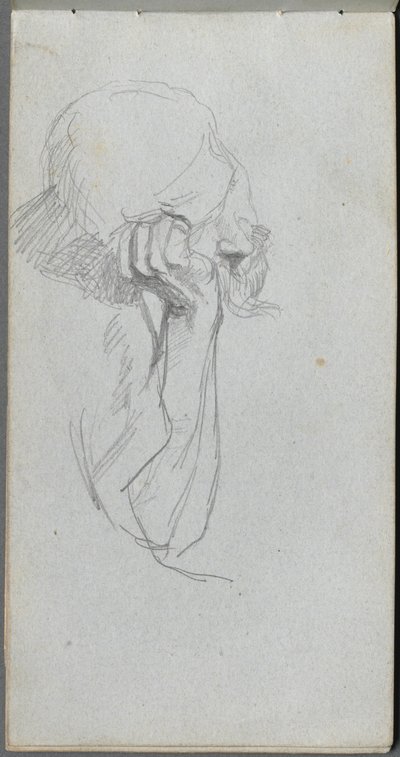Carnet de croquis, page 16 : Figure mélancolique - Ernest Meissonier