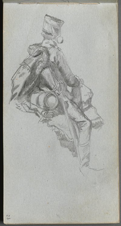 Carnet de croquis, page 23 : Soldat assis - Jean Louis Ernest Meissonier