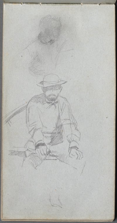 Carnet de croquis, page 30 : Figure masculine assise et figure de profil - Jean Louis Ernest Meissonier