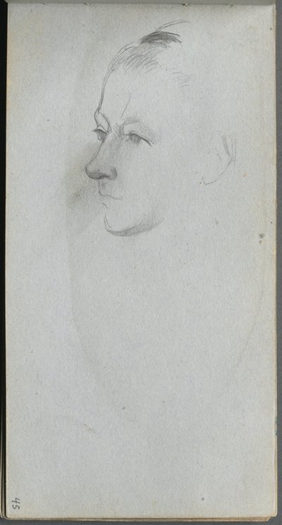Carnet de croquis, page 45 : Visage de femme, vue de 3/4 - Ernest Meissonier