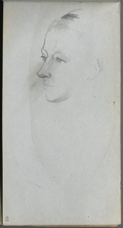 Carnet de croquis, page 45 : Visage de femme, vue de 34 - Jean Louis Ernest Meissonier