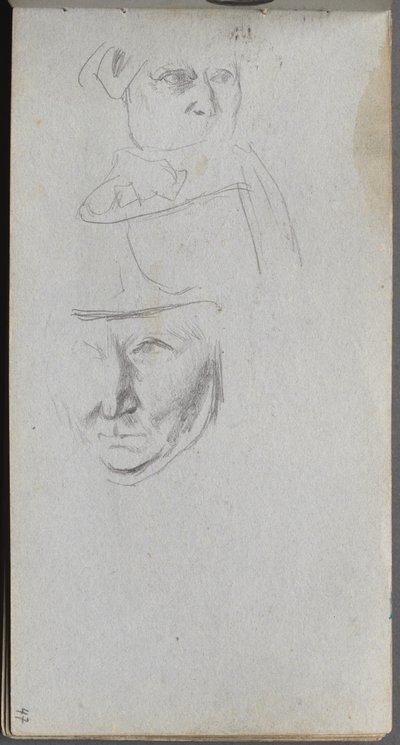 Carnet de croquis, page 47 : Études de trois visages - Jean Louis Ernest Meissonier