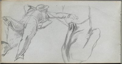 Carnet de croquis, page 58 : Figure allongée et figure de dos - Ernest Meissonier