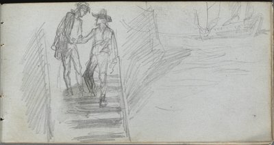 Carnet de croquis, page 64 : Figures sur un escalier - Ernest Meissonier