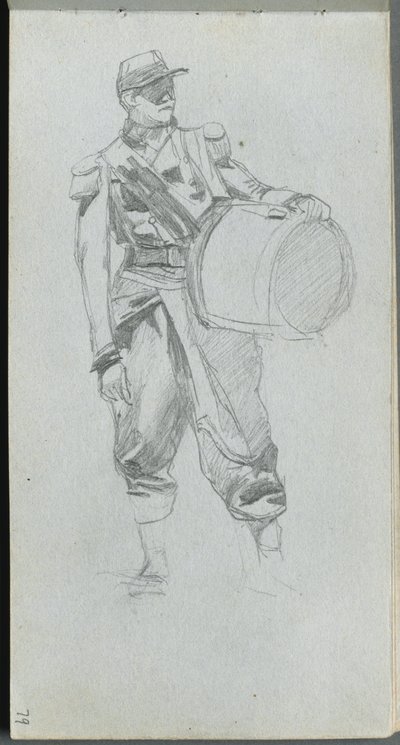 Carnet de croquis, page 79 : Soldat avec tambour - Jean Louis Ernest Meissonier