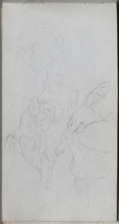 Carnet de croquis, page 90 : Étude de chevaux, profils - Jean Louis Ernest Meissonier