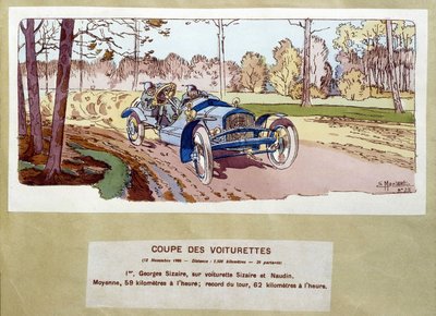 Course automobile : la coupe des chars en 1906 - dessin par Ernest Montaut - Ernest Montaut