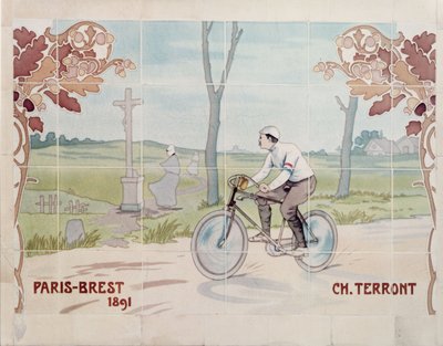 Charles Terront participant à la première course cycliste de longue distance en 1891, entre Paris et Brest - Ernest Montaut