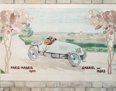 Gabriel conduisant une voiture Mors dans la course Paris-Madrid de 1903, connue sous le nom de La Course de la Mort - Ernest Montaut