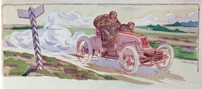Henri Fournier dans sa Mors participant au rallye Paris-Berlin en 1901, vers 1910 - Ernest Montaut
