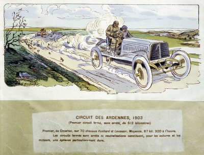 Course : le circuit des Ardennes en 1903, dessin par Ernest Montaut (1878-1909) - Ernest Montaut