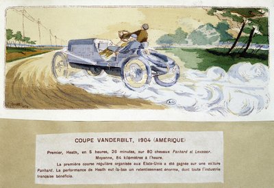 Course : la Coupe Vanderbilt en 1904 - dessin d