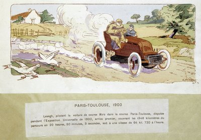 La course Paris - Toulouse en 1900, dessin par Ernest Montaut (1878-1909) - Ernest Montaut