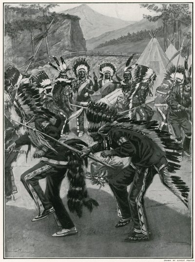 Une danse pittoresque des Indiens rouges - Ernest Prater