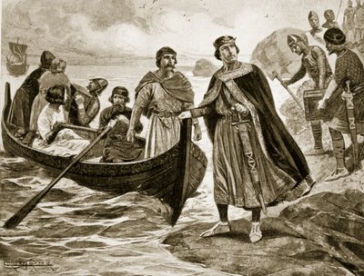 Ethelred le Malavisé embarquant pour la Normandie, 1013, illustration de 