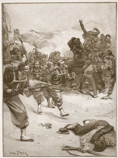 Les Zouaves ont pris une des barricades par une charge à la baïonnette, illustration de 