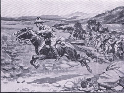 La capture de la garde du corps : le raid audacieux du lieutenant Bateman, illustration de Après Pretoria : La Guerre de guérilla - Ernest Prater
