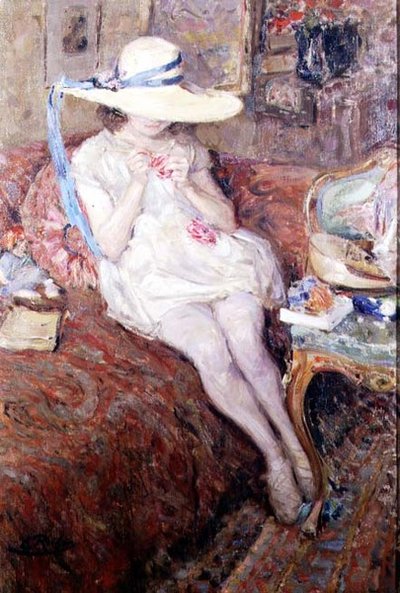 Jeune fille avec un chapeau de paille - Ernest Rocher